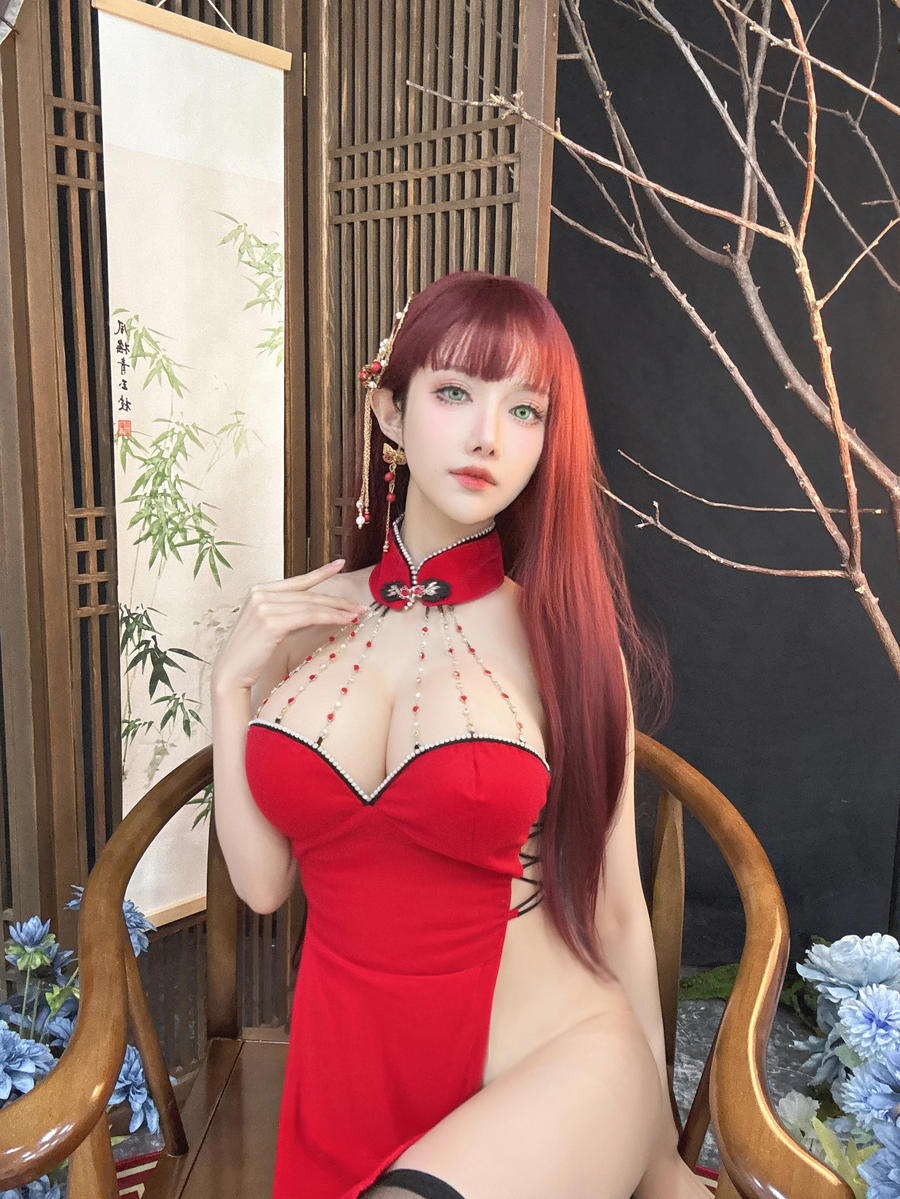 028-Shika小鹿鹿-No.130 – 新年红旗袍 大红 [30P] 第2张