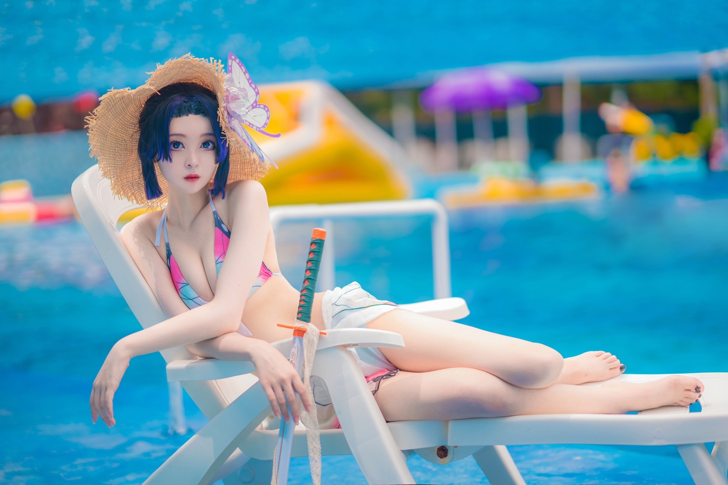 鬼灭同人泳装-蝴蝶忍比基尼cosplay | 鬼肆Acos蝴蝶忍-coser喵-coser美图-coser聚集地
