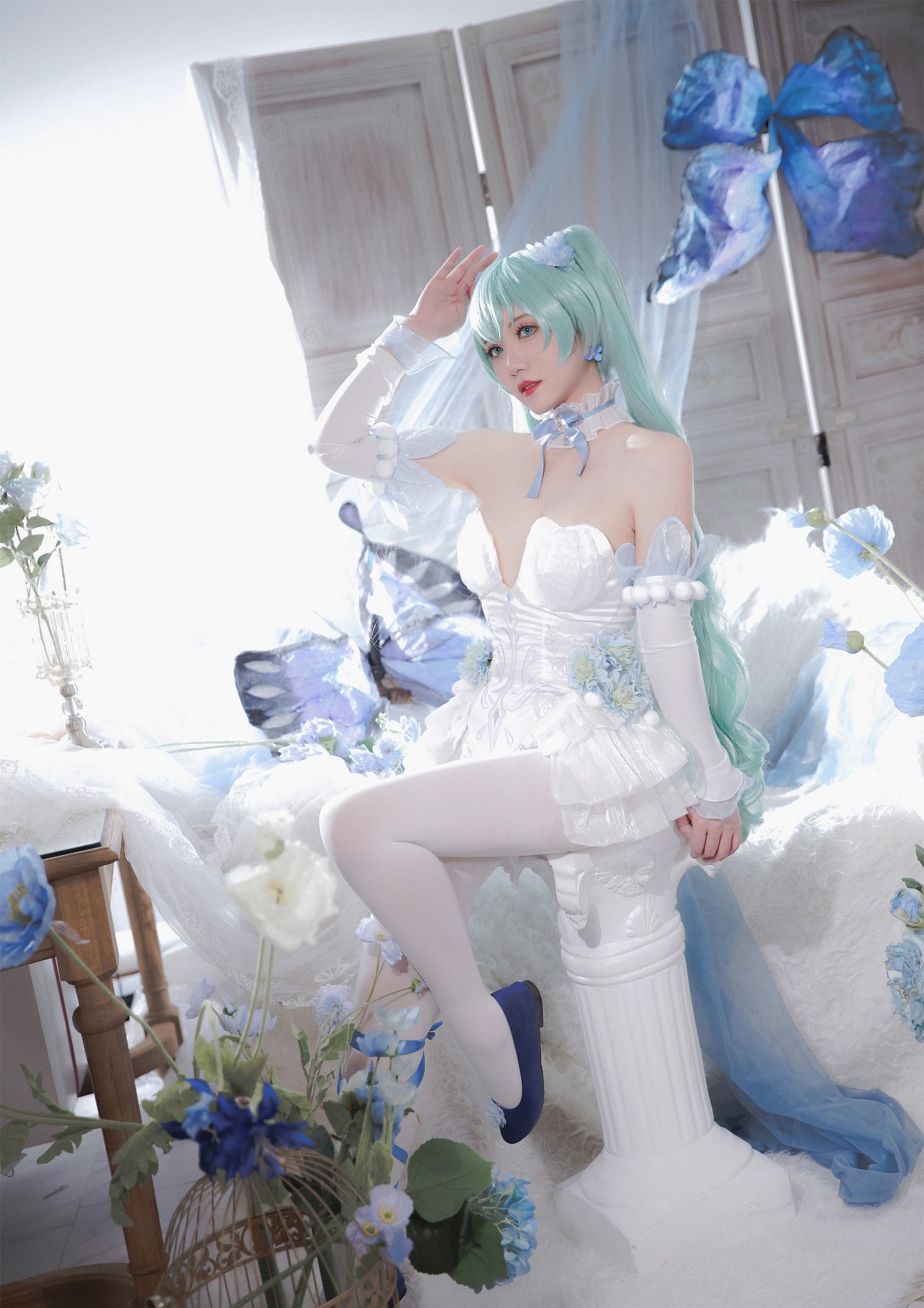 初音未来 • 粉蝶花精灵 | 一只凛鸽鸽_cos初音未来-coser家，cosplay爱好者，二次元聚集地，动漫文化，新番资讯，ACG，Coser展示