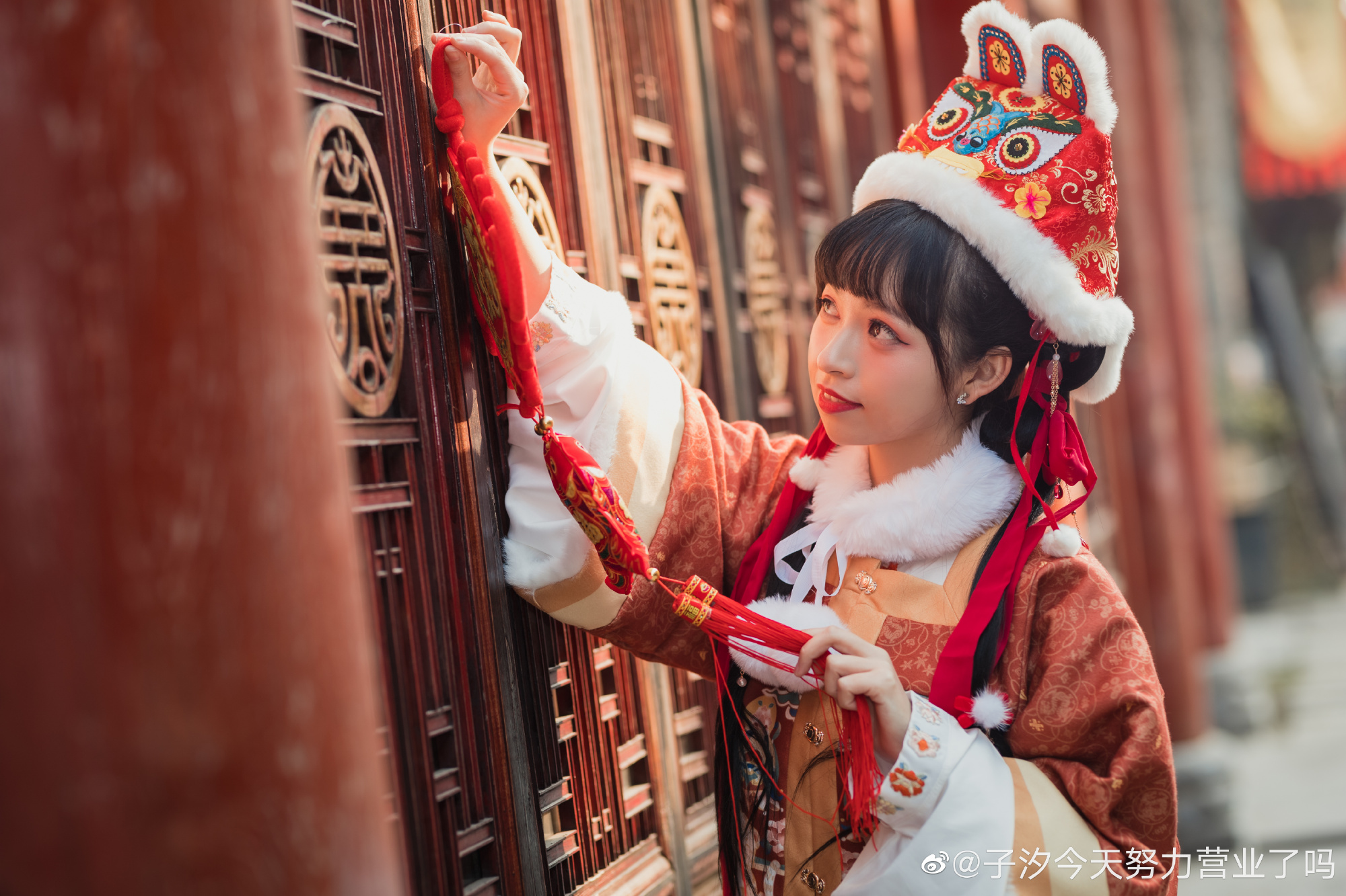 小虎娃来送祝福啦!汉服写真@子汐今天努力营业了吗 第3张