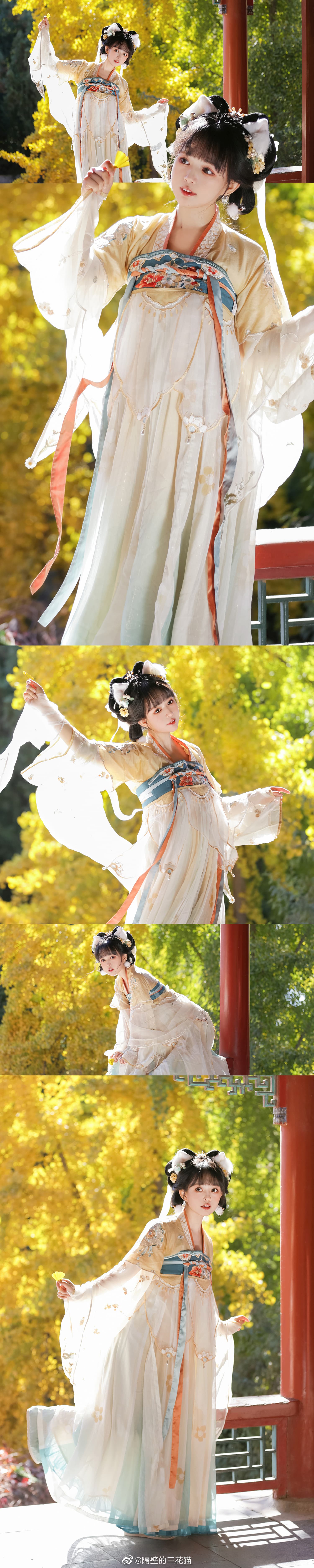 汉服 银杏树下的小咪喵...@隔壁的三花猫 | 隔壁的三花猫cos银杏树下的小咪喵...-吾爱cos - 52cos-我爱cos